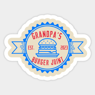 Grandpa's Burger Joint Blue Red Design Sticker